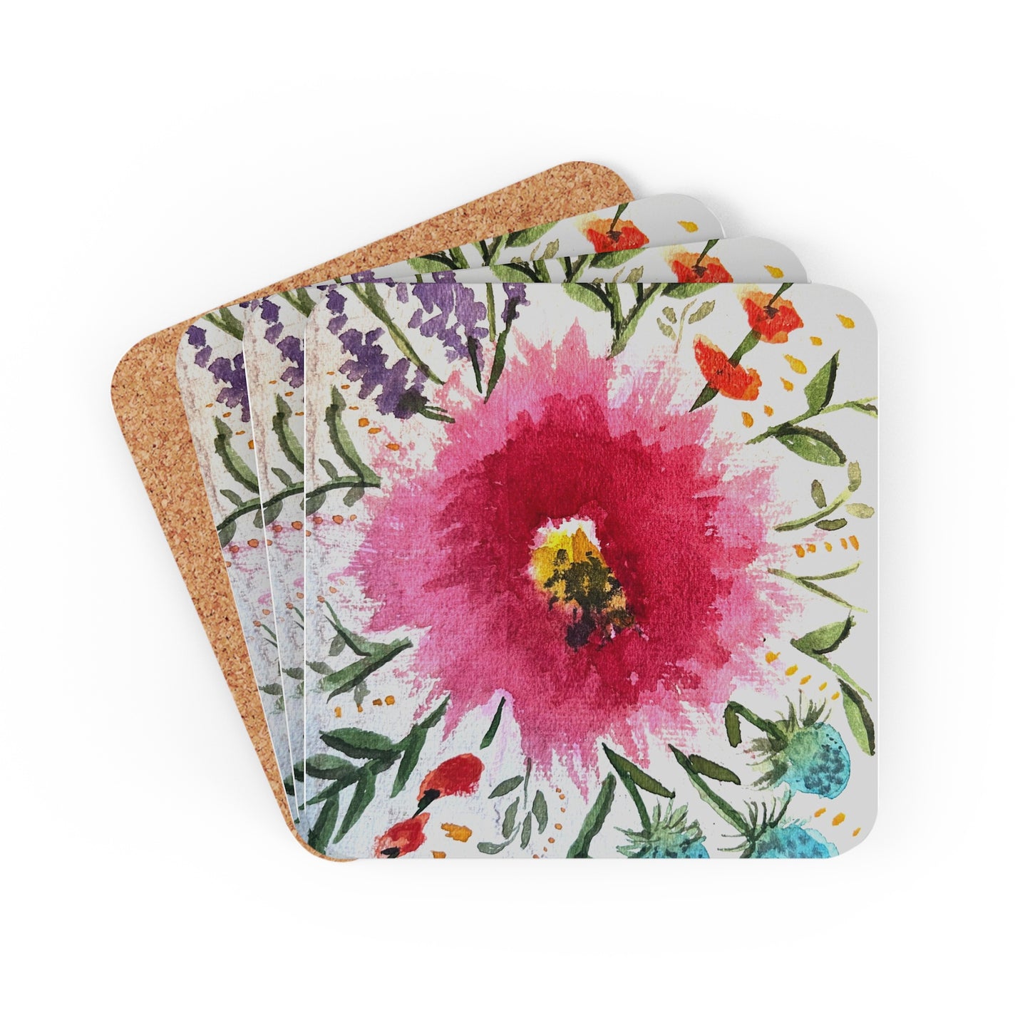Zinnia Corkwood Coaster Set