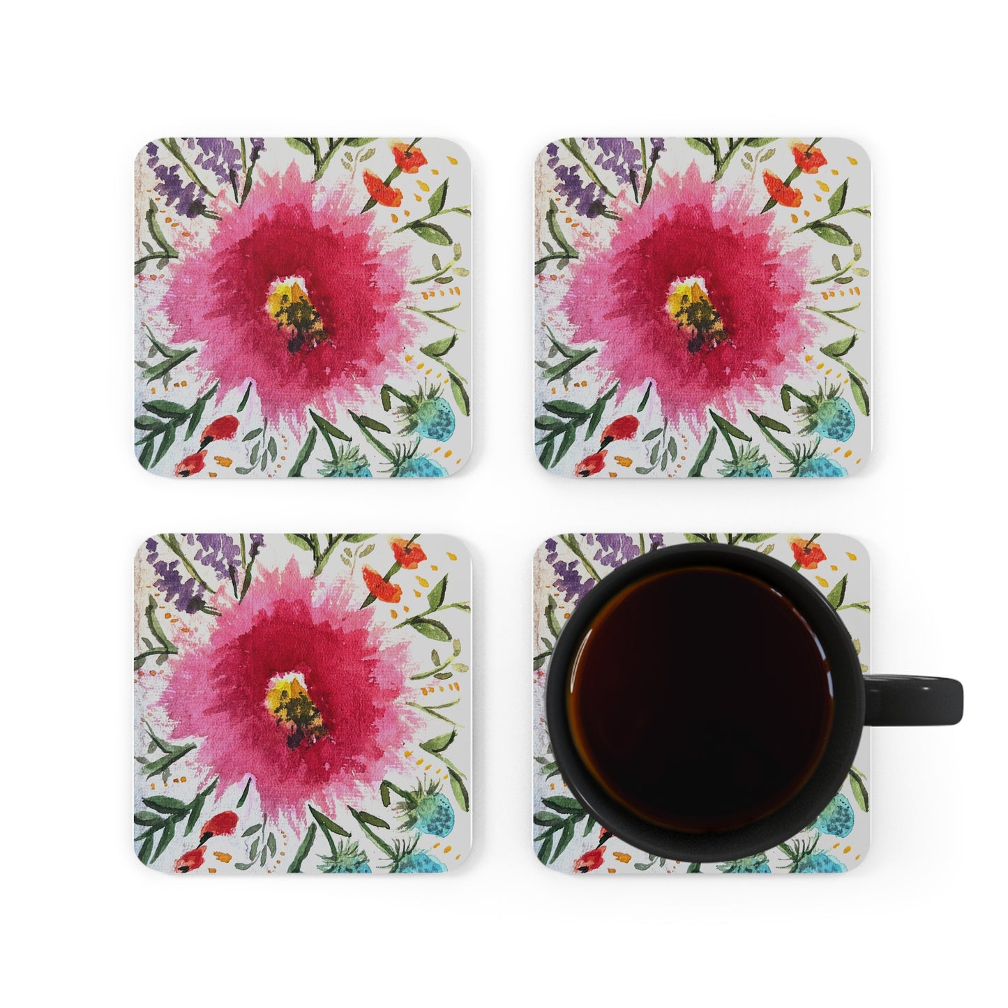 Zinnia Corkwood Coaster Set
