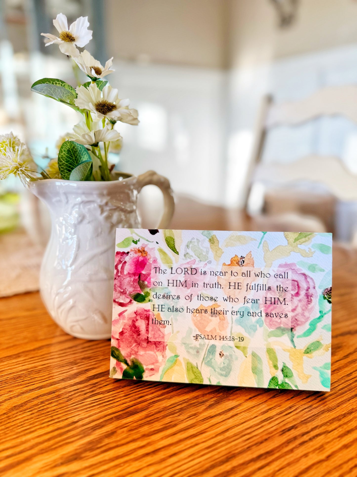 Psalm 145: 18-19 Mounted Watercolor