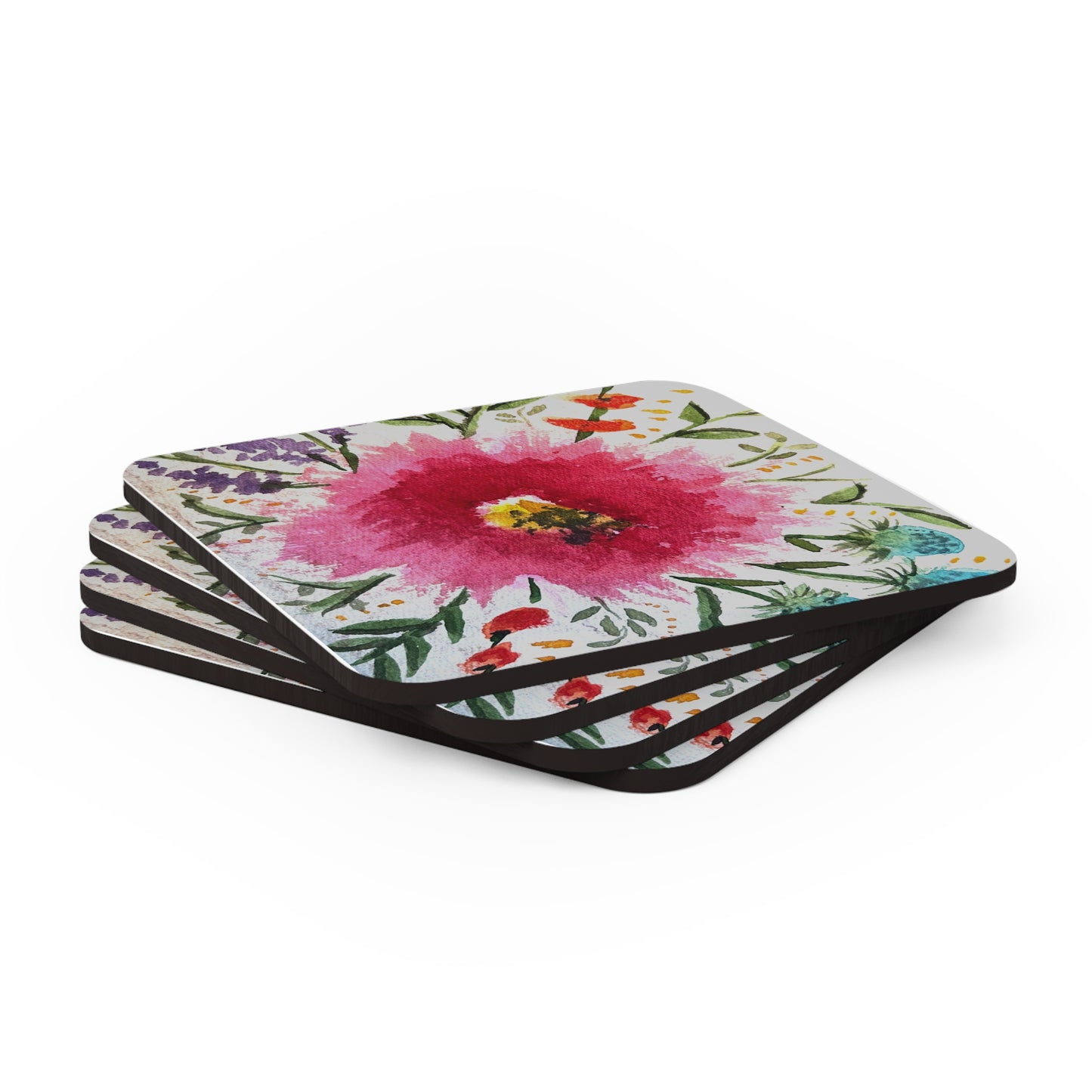 Zinnia Corkwood Coaster Set