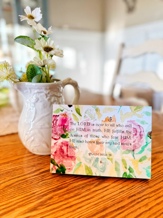 Psalm 145: 18-19 Mounted Watercolor