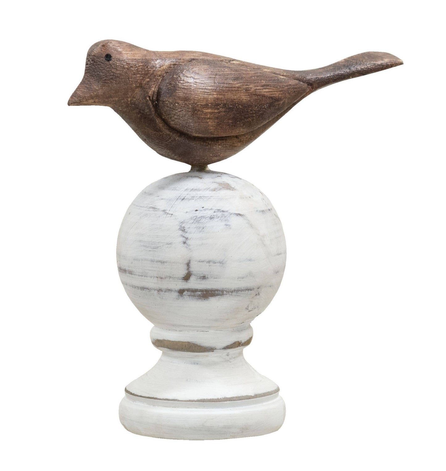 Wood Carved Bird Finial - 5.5"